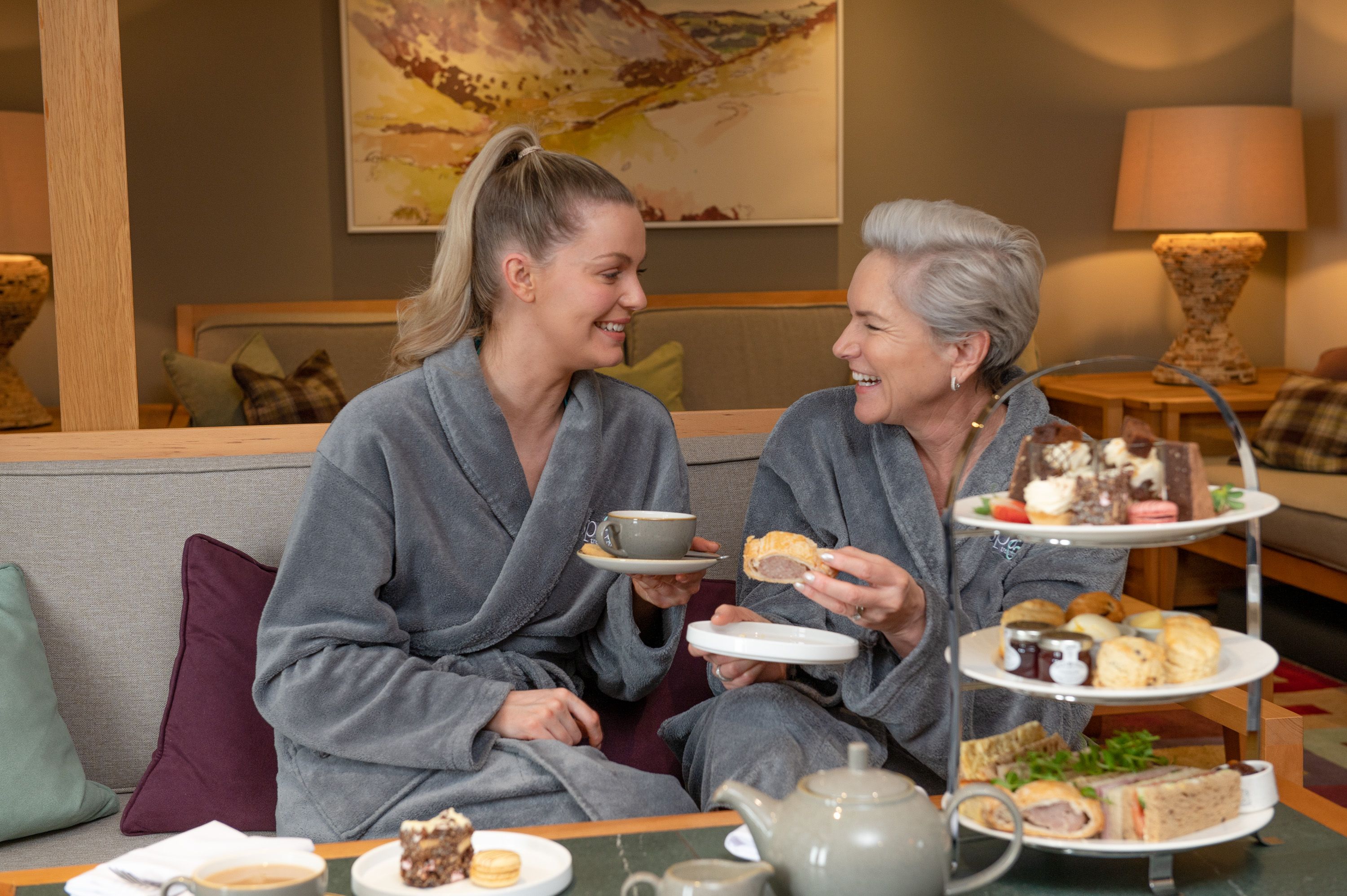 two ladies having afternoon tea