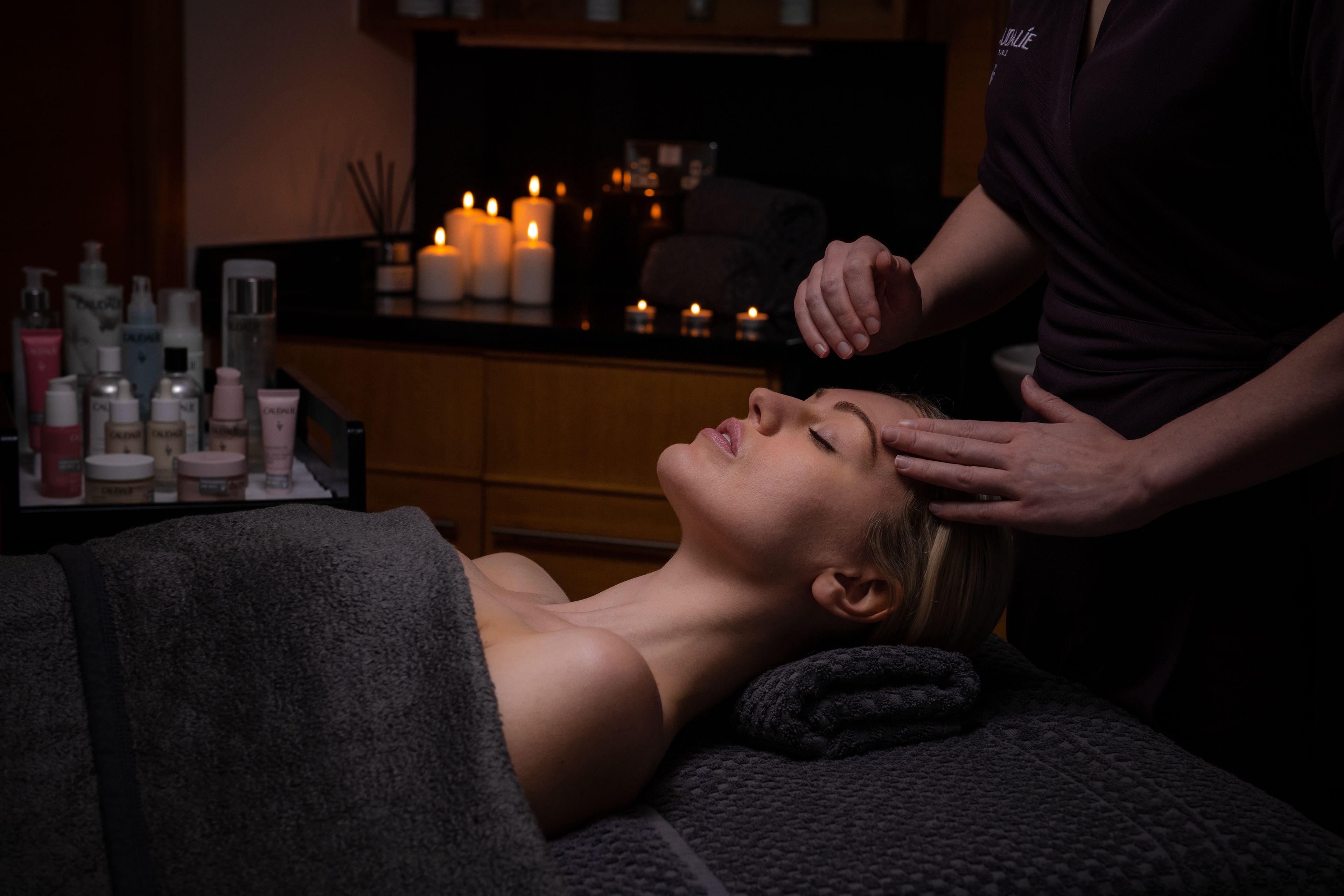 woman having face massage