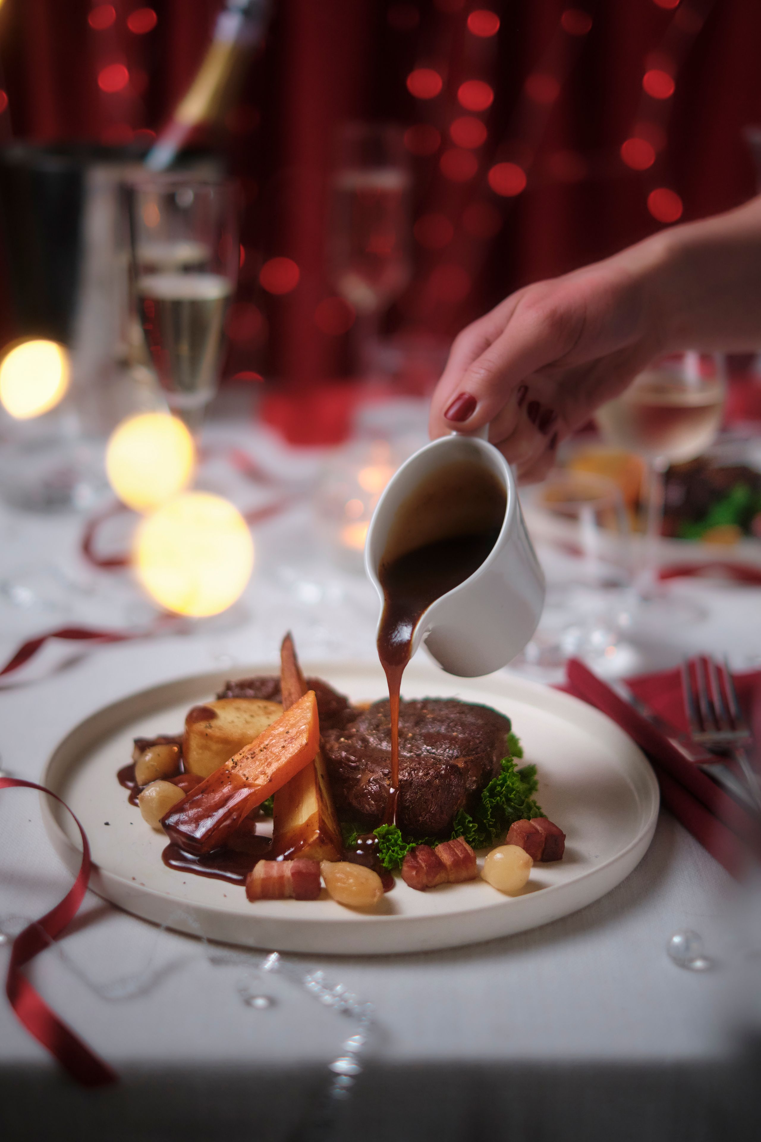 Festive beef roast dinner